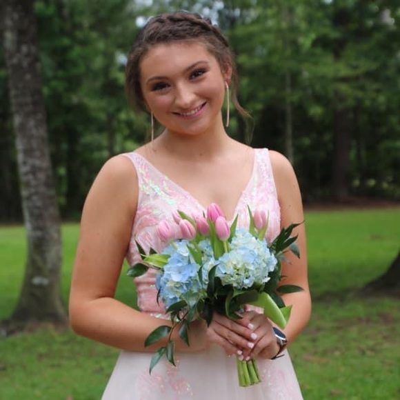 Iridescent Pink and Ivory Prom Dress Size 0 - Picture 8 of 12